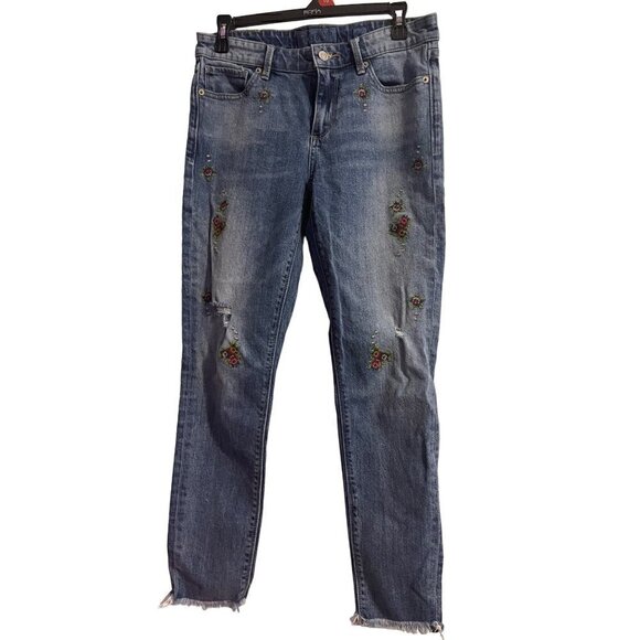 Lucky Brand Women's High Rise Ava Embroidery Skinny Cropped Jeans Size 4/27 - Picture 1 of 16